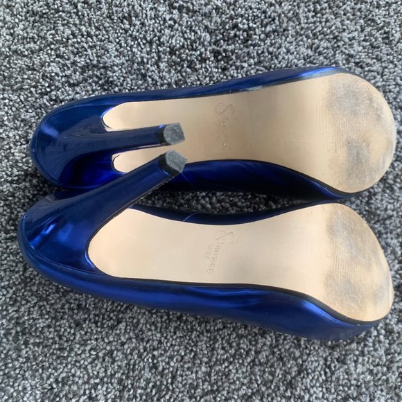 Nordstrom Blue Peep Toe Platform Flounce Heels - Picture 5 of 5